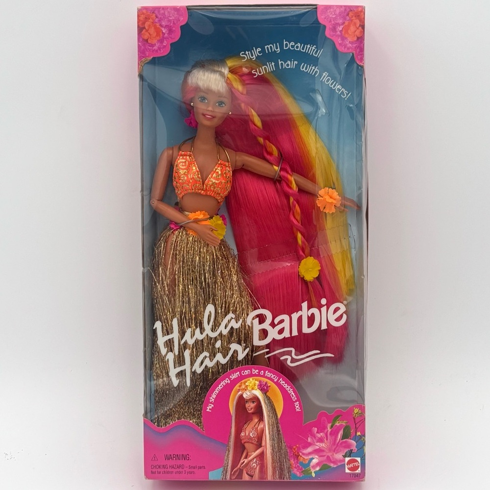 Mattel 1996 Hula Hair Barbie Gold W/ blonde & Pink Hair NIB #17047